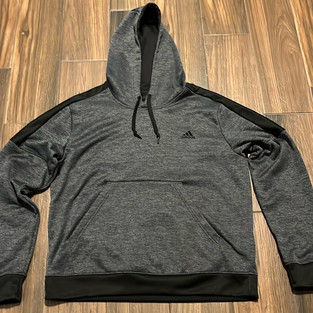 Adidas Black & Gray Hoodie Kids Size XL - Picture 1 of 5